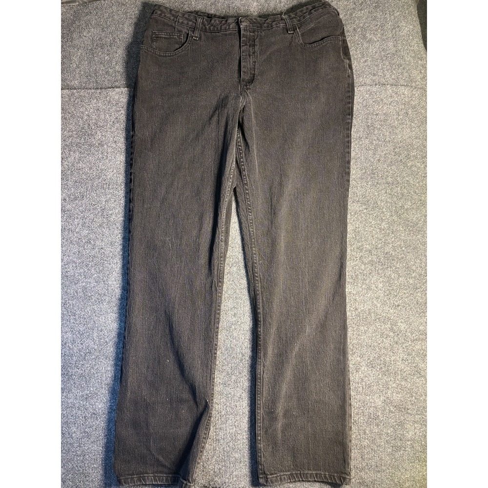 Riders Eased Jeans Womens 22W Black Denim‎ Double Stitch Dark Wash Straight Leg